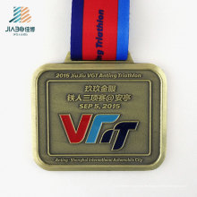 Beste verkaufen hochwertige antike Bronze Triathlon Medaille mit Band